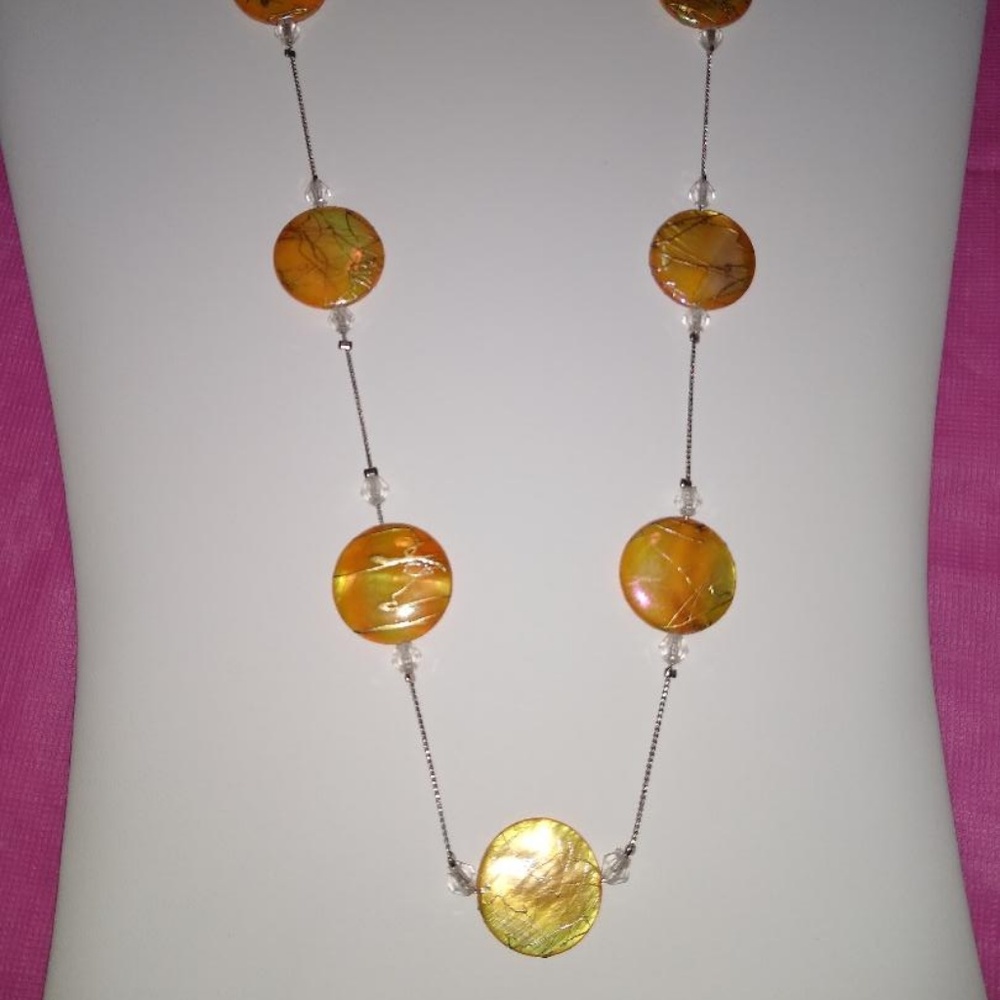 Yellow Shell Necklace Earring set